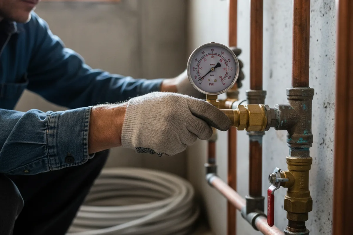 Pressure testing a repaired line during Water Line Repair in Twentynine Palms
